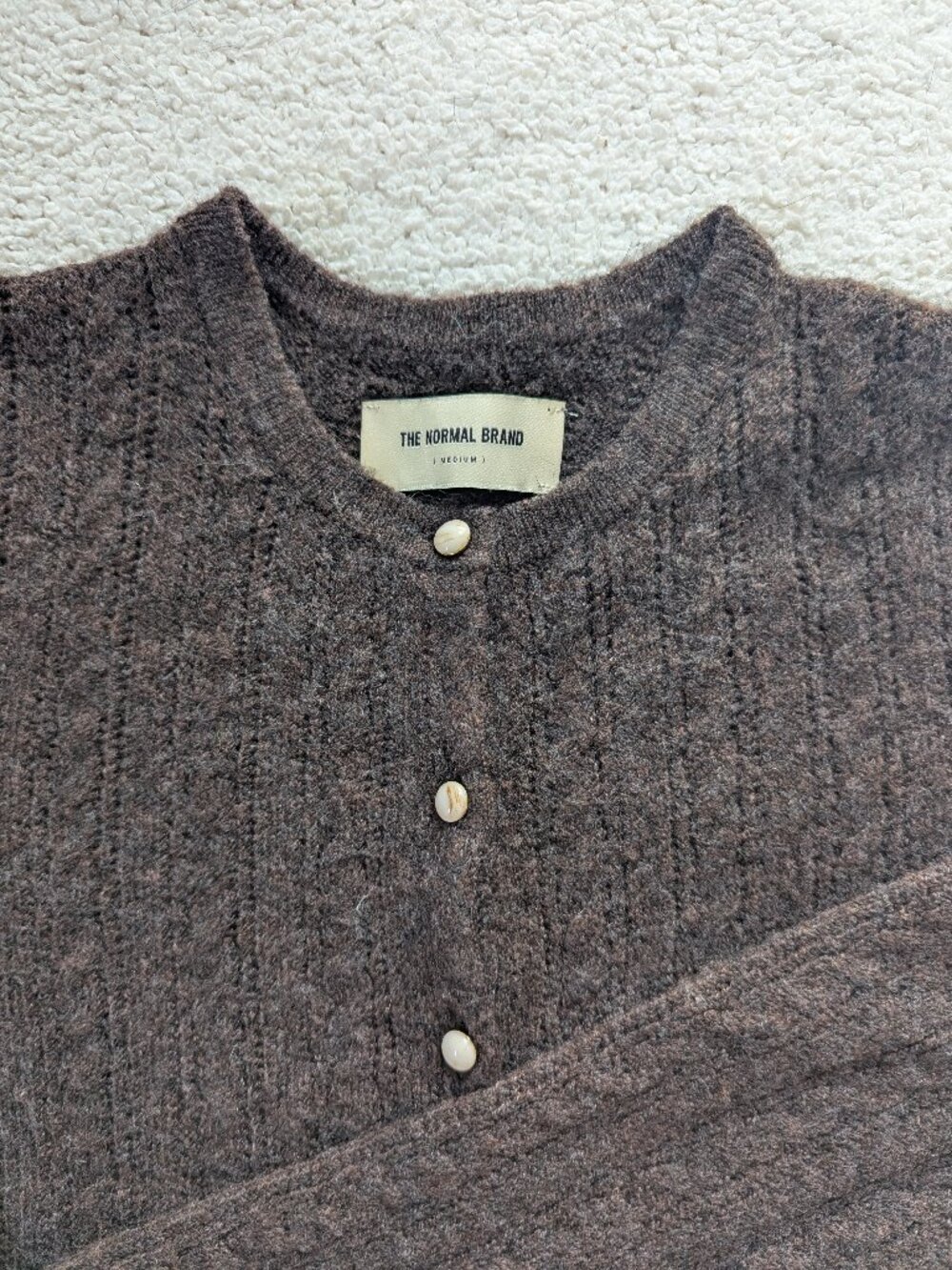 The Normal Brand women's wool-blend pointelle cardigan, medium, NWOT